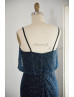 Spaghetti Straps Navy Blue Tulle Knee Length Mother Dress